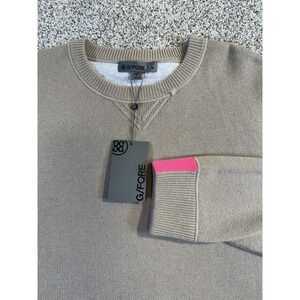 NWT $795 G/Fore 100% Cashmere Crewneck Sweater XL Dune Tan Ribbed Cuffs/Collar
